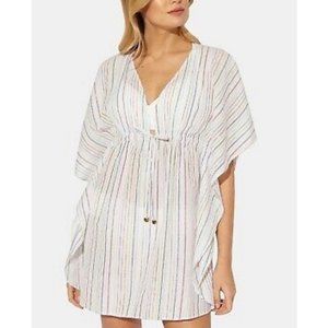 BLEU BY ROD BEATTIE White Passage to India Caftan Metallic Cover Up